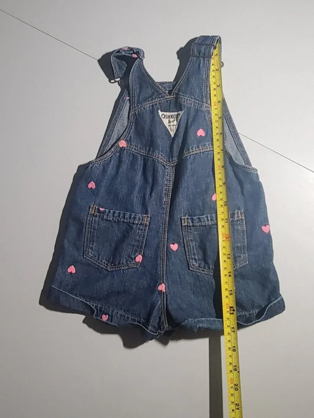 Oshkosh B’gosh Heart Embroidered Denim Shortalls sz 24 months